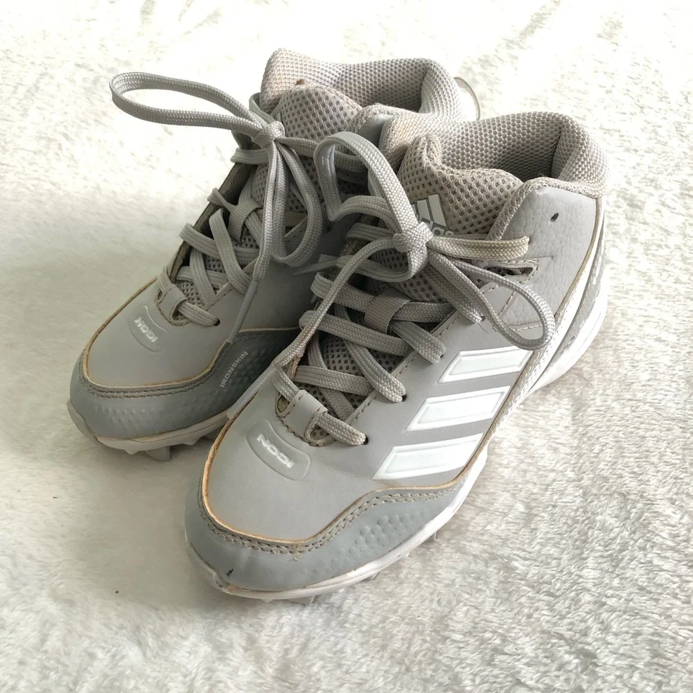 adidas Kids Gray and White Athletic Cleats